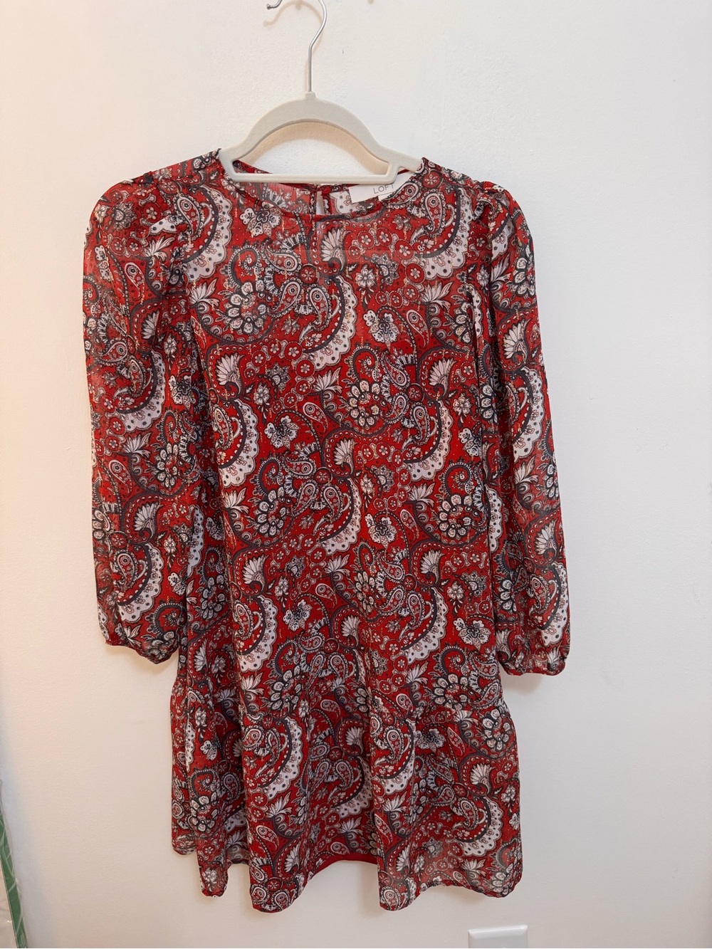 LOFT Red Paisley Mini Dress